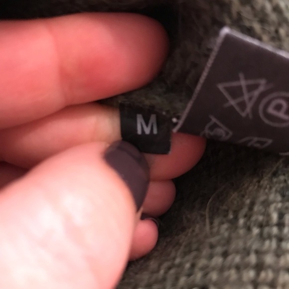 Alpaca Forest Green Cable Knit Cozy Sweater Mockneck Adventurecore Cabincore - Picture 8 of 8